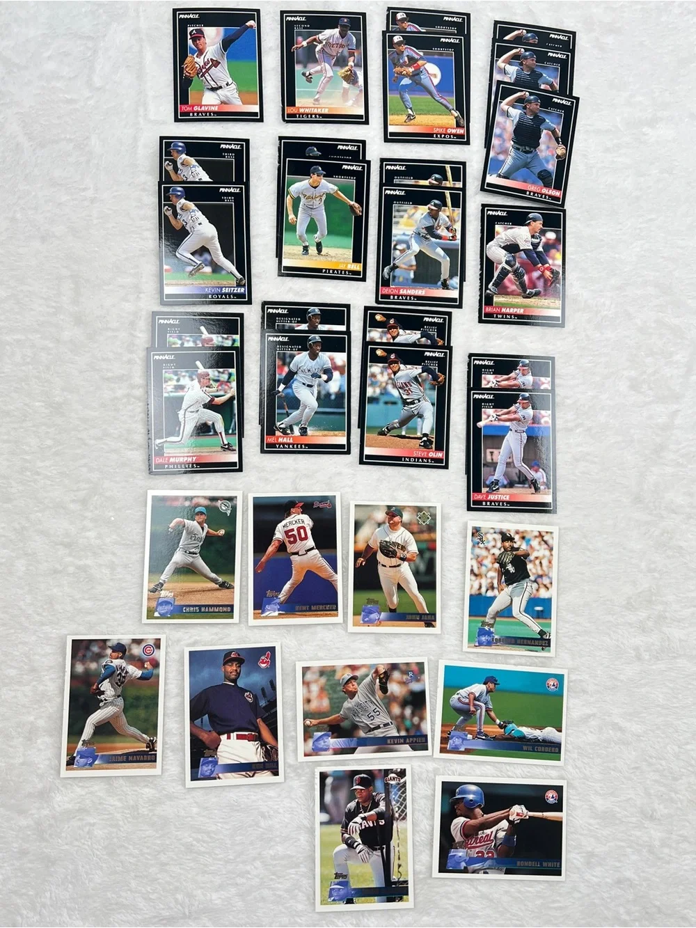 32 Card MLB Baseball Lot Pinnacle & Topps Deion Sanders Glavine Murphy Justice